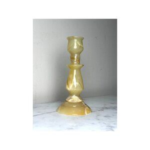 Vintage Hand-Carved Alabaster  Decorative Rock Candlestick Holder, Taper Candle,